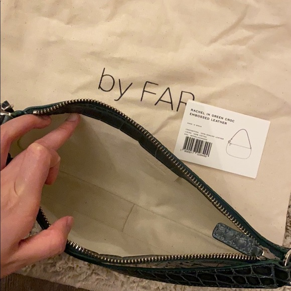 COPY - By Far Dark Green Croc Leather Rachel Bag - Picture 4 of 5
